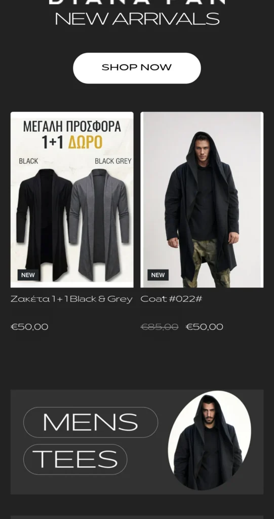 Diana Pan: το site σε κινητό (2/3)
