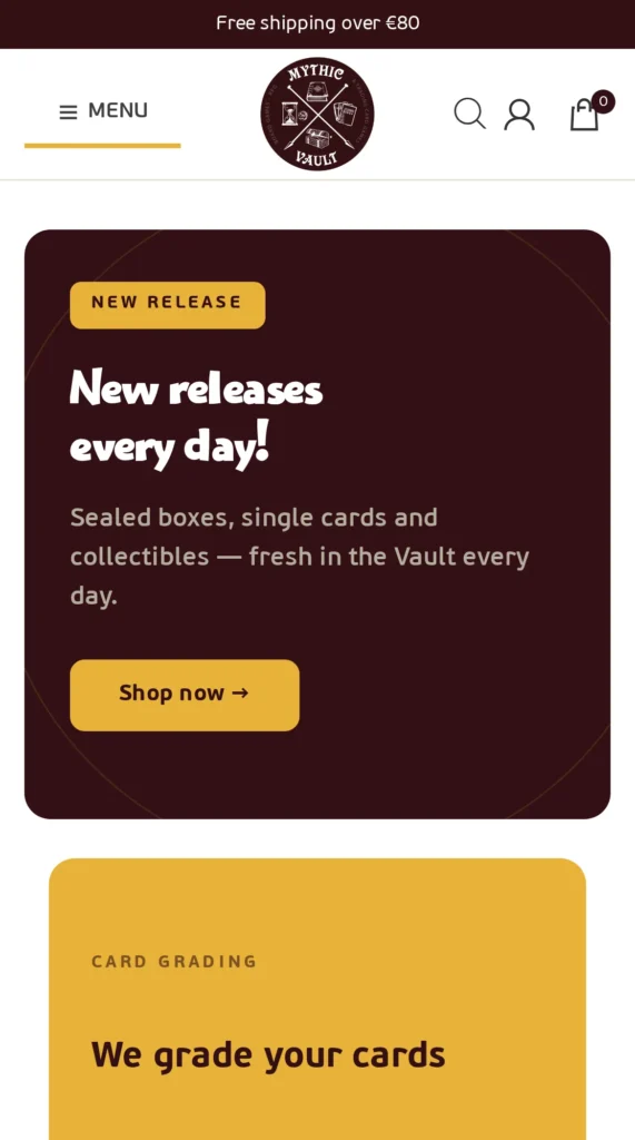 Mythic Vault: το site σε κινητό (1/3)