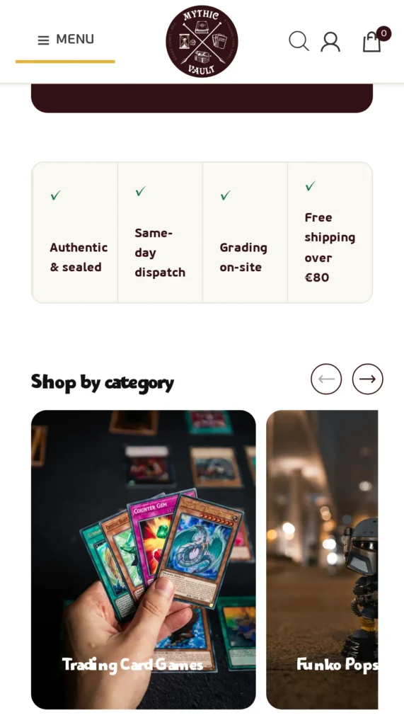 Mythic Vault: το site σε κινητό (2/3)